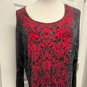 Soma Dolman sleeve tunic, black, red purple large